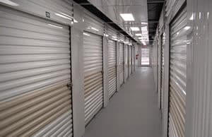 hallway of self storage commercial rolling doors