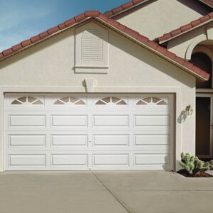 home with a white clopay premium classic series, traditional style residential garage door