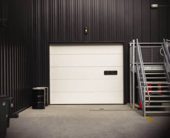 white commercial garage door