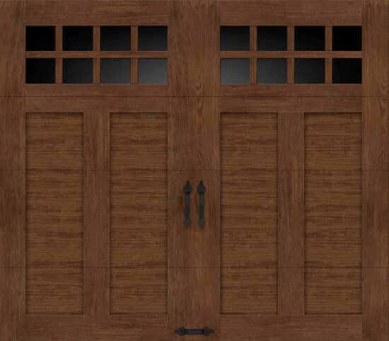 dark brown clopay canyon ridge, faux wood grain style residential garage door