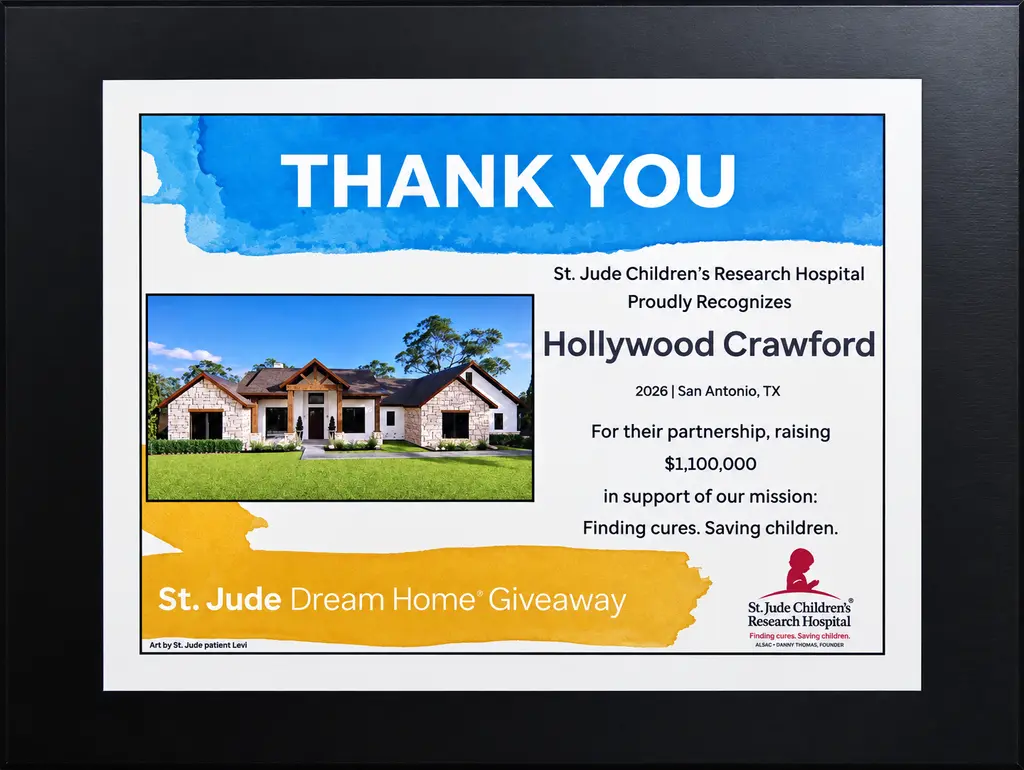 Giving Back To St. Jude 2026 St. Jude Recognition Plaque